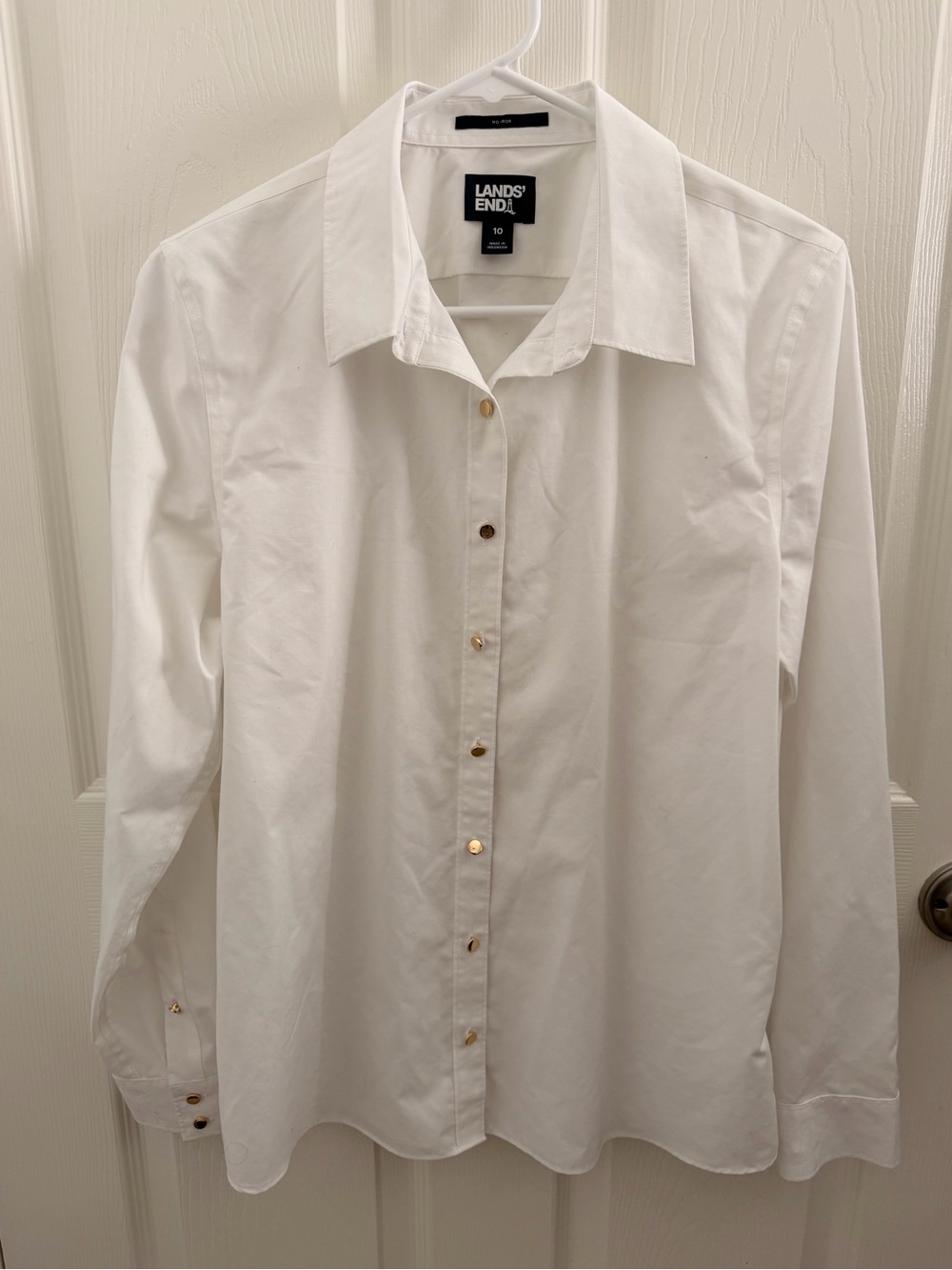 Lands' End Women’s Classic White Button-Down No Iron Shirt